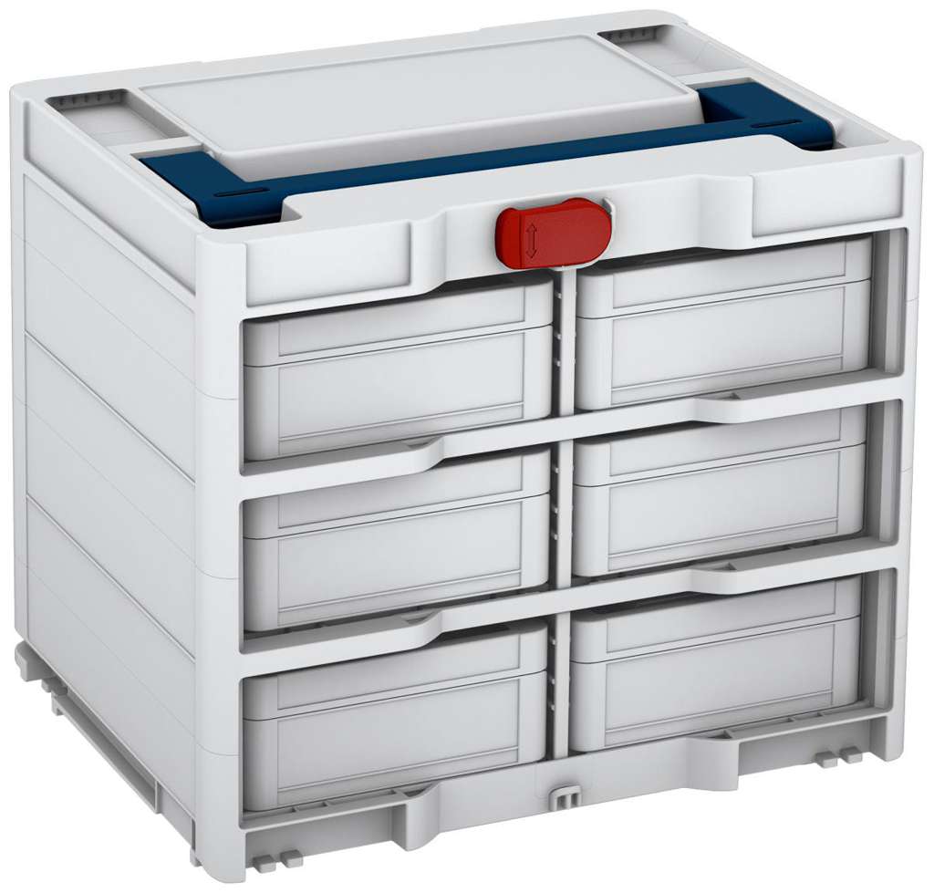 Systainer³ Rack/6 M 337, Light Grey with Sapphire Blue lid handle and Carmine Red catches