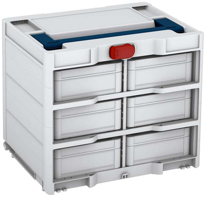 Systainer³ Rack/6 M 337, Light Grey with Sapphire Blue lid handle and Carmine Red catches