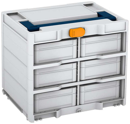 Systainer³ Rack/6 M 337, Light Grey with Sapphire Blue lid handle and Daffodil Yellow catches