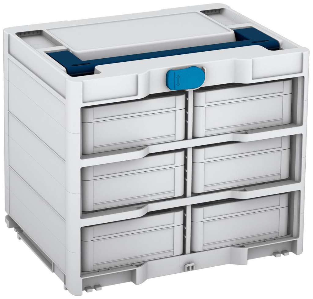 Systainer³ Rack/6 M 337, Light Grey with Sapphire Blue lid handle and Sky Blue catches