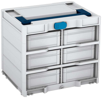 Systainer³ Rack/6 M 337, Light Grey with Sapphire Blue lid handle and Sky Blue catches