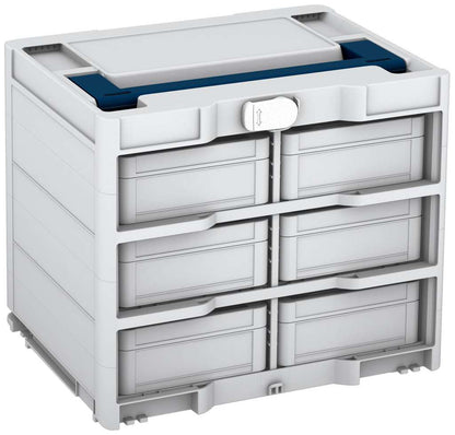Systainer³ Rack/6 M 337, Light Grey with Sapphire Blue lid handle and White catches