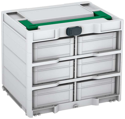 Systainer³ Rack/6 M 337, Light Grey with Signal Green lid handle and Anthracite catches