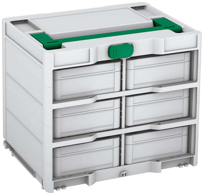 Systainer³ Rack/6 M 337, Light Grey with Signal Green lid handle and Signal Green catches