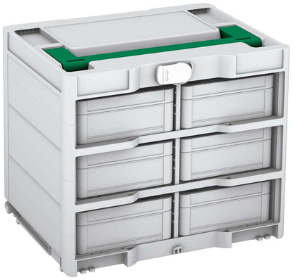 Systainer³ Rack/6 M 337, Light Grey with Signal Green lid handle and White catches