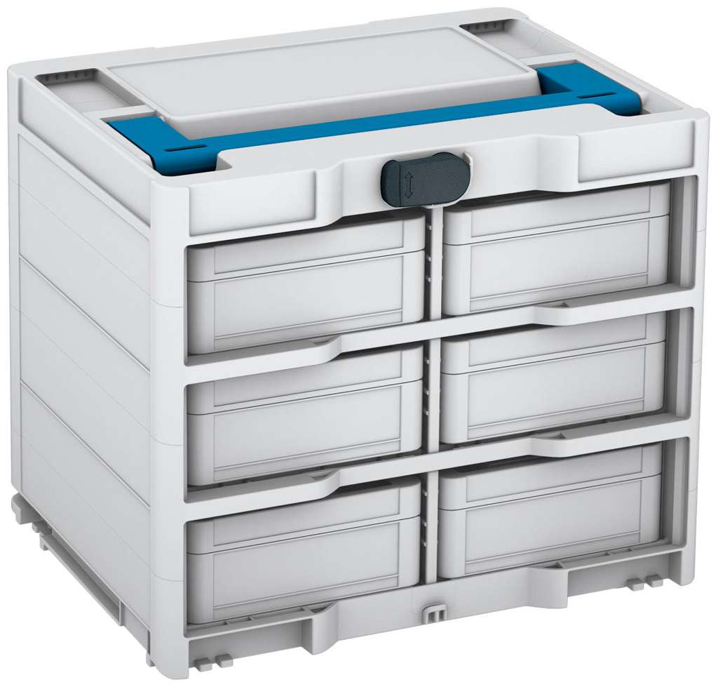Systainer³ Rack/6 M 337, Light Grey with Sky Blue lid handle and Anthracite catches