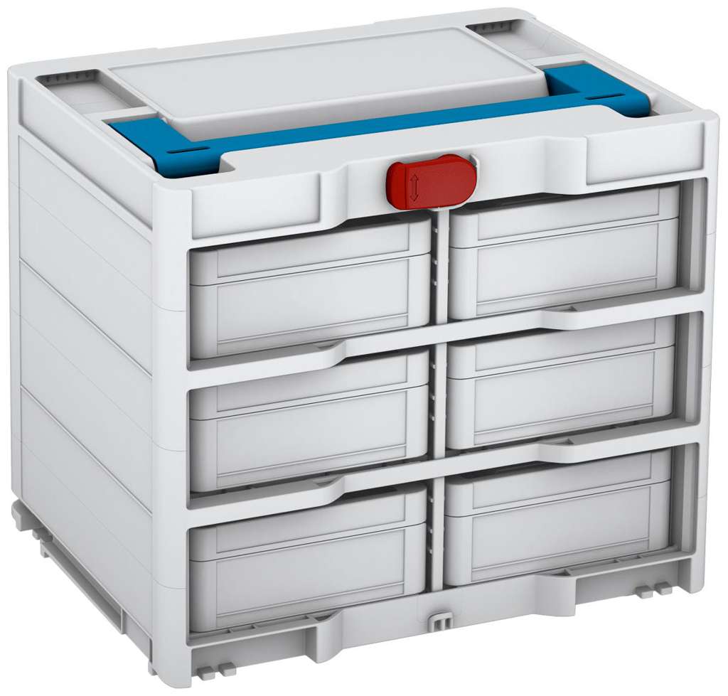 Systainer³ Rack/6 M 337, Light Grey with Sky Blue lid handle and Carmine Red catches