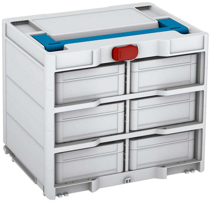 Systainer³ Rack/6 M 337, Light Grey with Sky Blue lid handle and Carmine Red catches