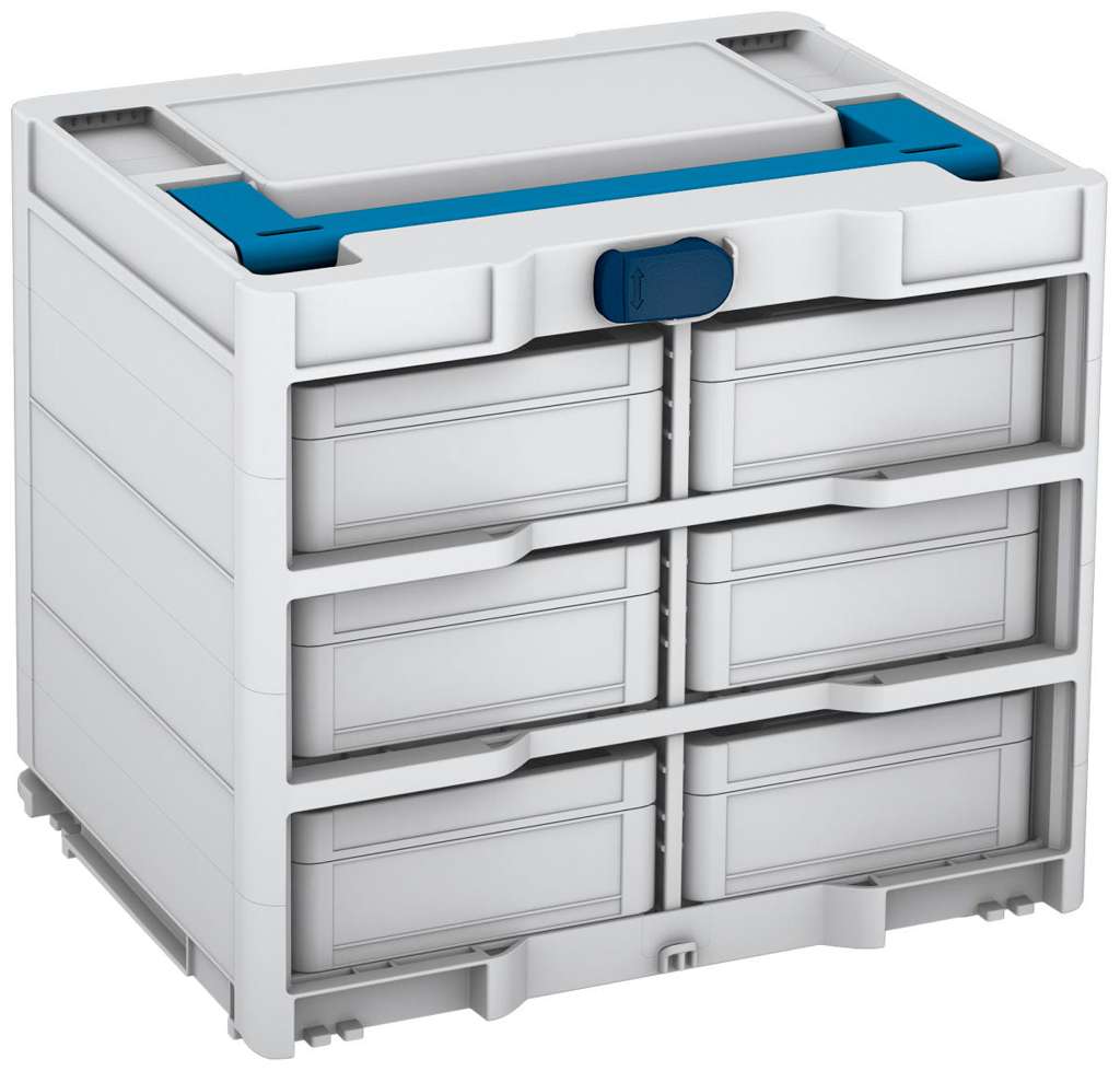 Systainer³ Rack/6 M 337, Light Grey with Sky Blue lid handle and Sapphire Blue catches