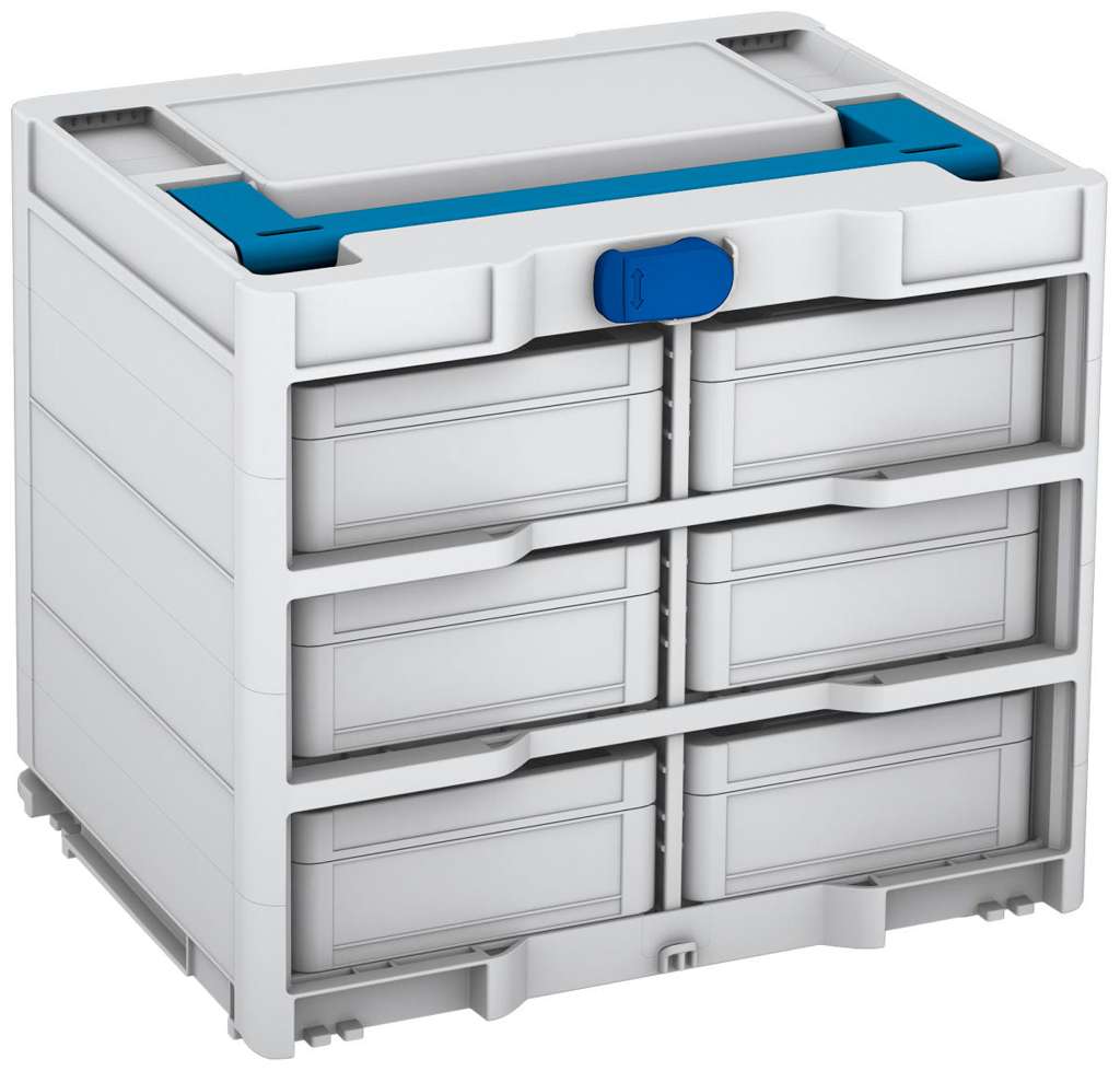 Systainer³ Rack/6 M 337, Light Grey with Sky Blue lid handle and Signal Blue catches