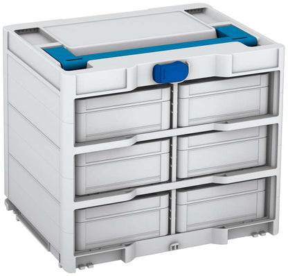 Systainer³ Rack/6 M 337, Light Grey with Sky Blue lid handle and Signal Blue catches