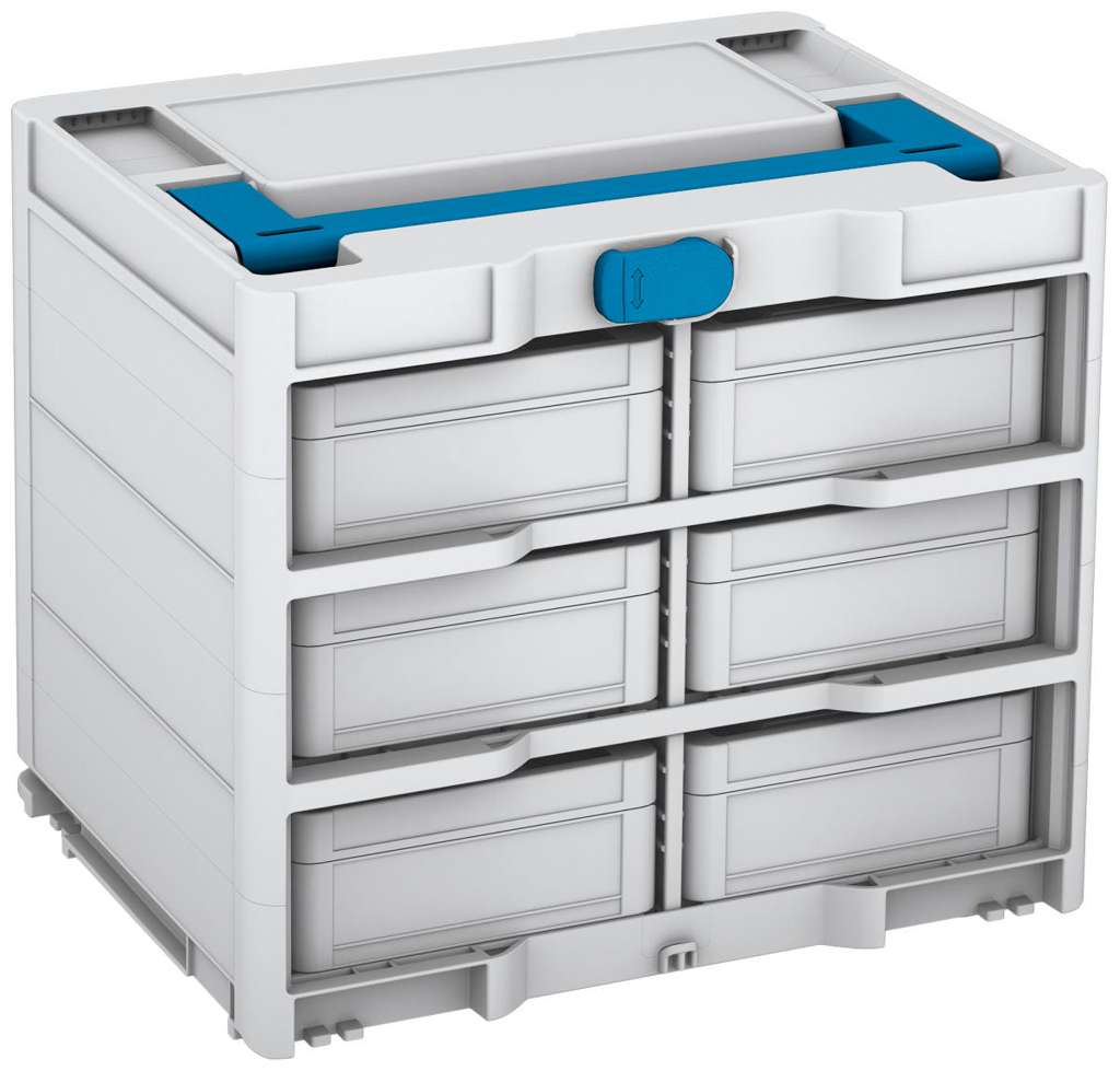 Systainer³ Rack/6 M 337, Light Grey with Sky Blue lid handle and Sky Blue catches