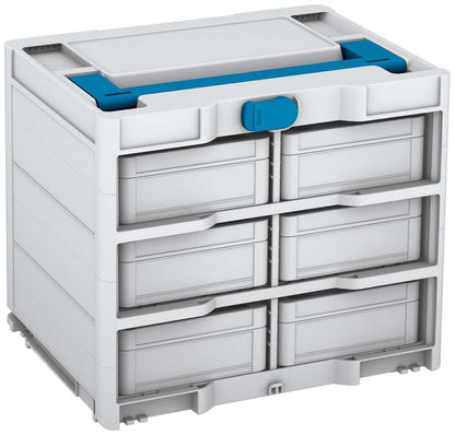 Systainer³ Rack/6 M 337, Light Grey with Sky Blue lid handle and Sky Blue catches