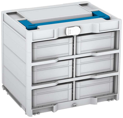Systainer³ Rack/6 M 337, Light Grey with Sky Blue lid handle and White catches