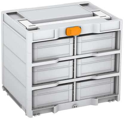 Systainer³ Rack/6 M 337, Light Grey with White lid handle and Daffodil Yellow catches