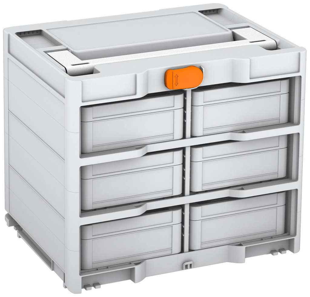 Systainer³ Rack/6 M 337, Light Grey with White lid handle and Deep Orange catches