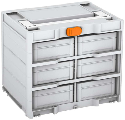 Systainer³ Rack/6 M 337, Light Grey with White lid handle and Deep Orange catches