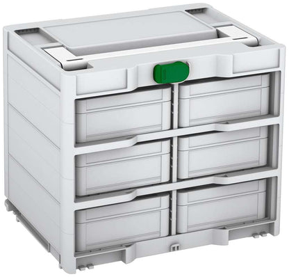 Systainer³ Rack/6 M 337, Light Grey with White lid handle and Emerald Green catches