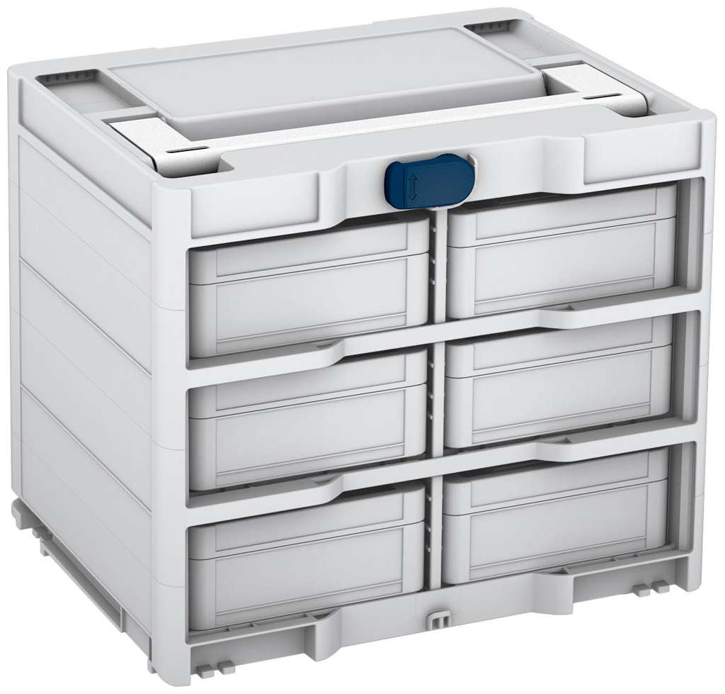 Systainer³ Rack/6 M 337, Light Grey with White lid handle and Sapphire Blue catches
