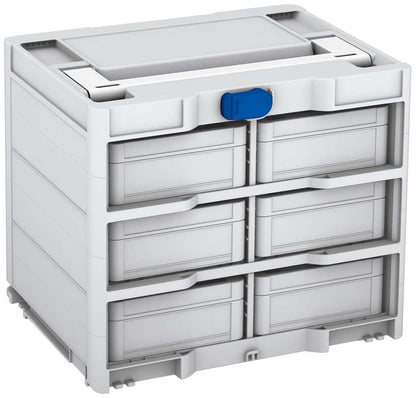 Systainer³ Rack/6 M 337, Light Grey with White lid handle and Signal Blue catches
