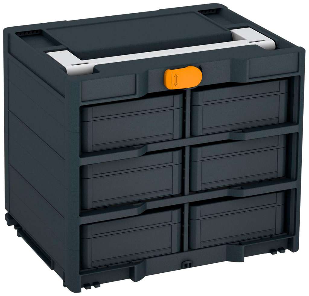Systainer³ Rack/6 M 337, Anthracite with Light Grey lid handle and Daffodil Yellow catches