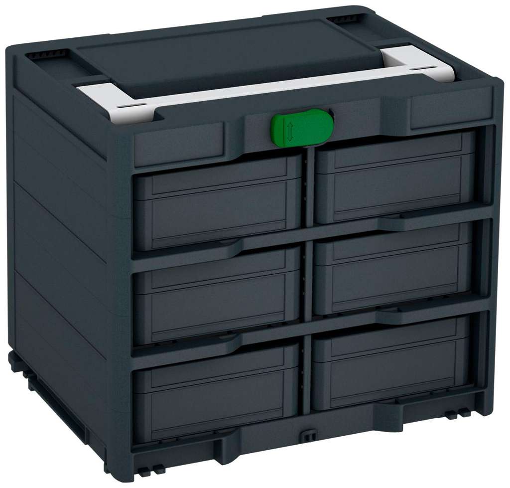 Systainer³ Rack/6 M 337, Anthracite with Light Grey lid handle and Emerald Green catches