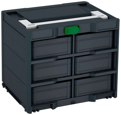 Systainer³ Rack/6 M 337, Anthracite with Light Grey lid handle and Emerald Green catches
