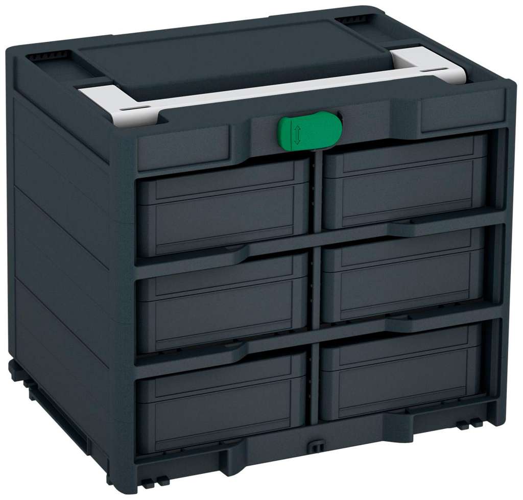 Systainer³ Rack/6 M 337, Anthracite with Light Grey lid handle and Signal Green catches