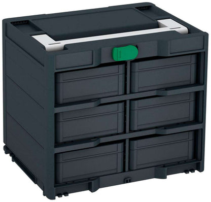 Systainer³ Rack/6 M 337, Anthracite with Light Grey lid handle and Signal Green catches