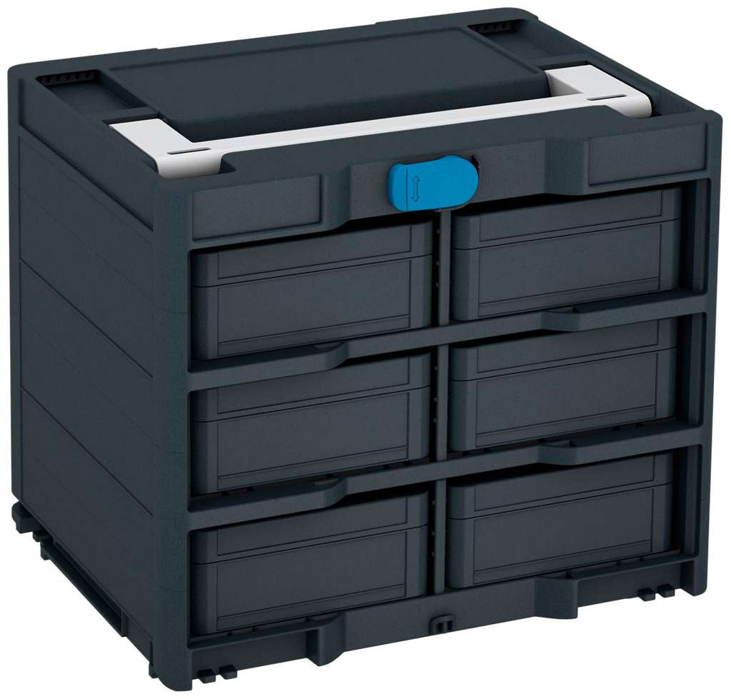 Systainer³ Rack/6 M 337, Anthracite with Light Grey lid handle and Sky Blue catches