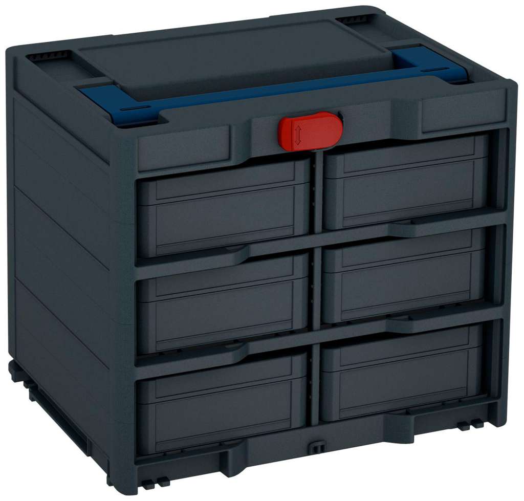 Systainer³ Rack/6 M 337, Anthracite with Sapphire Blue lid handle and Carmine Red catches
