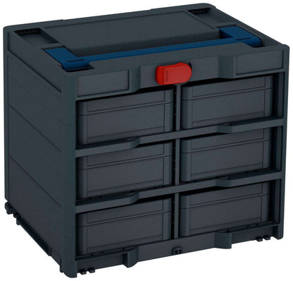 Systainer³ Rack/6 M 337, Anthracite with Sapphire Blue lid handle and Carmine Red catches