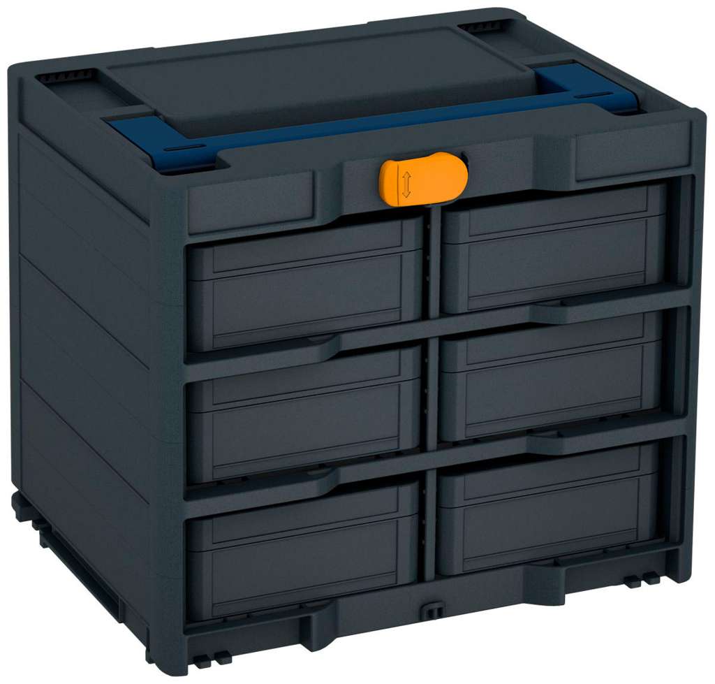 Systainer³ Rack/6 M 337, Anthracite with Sapphire Blue lid handle and Daffodil Yellow catches