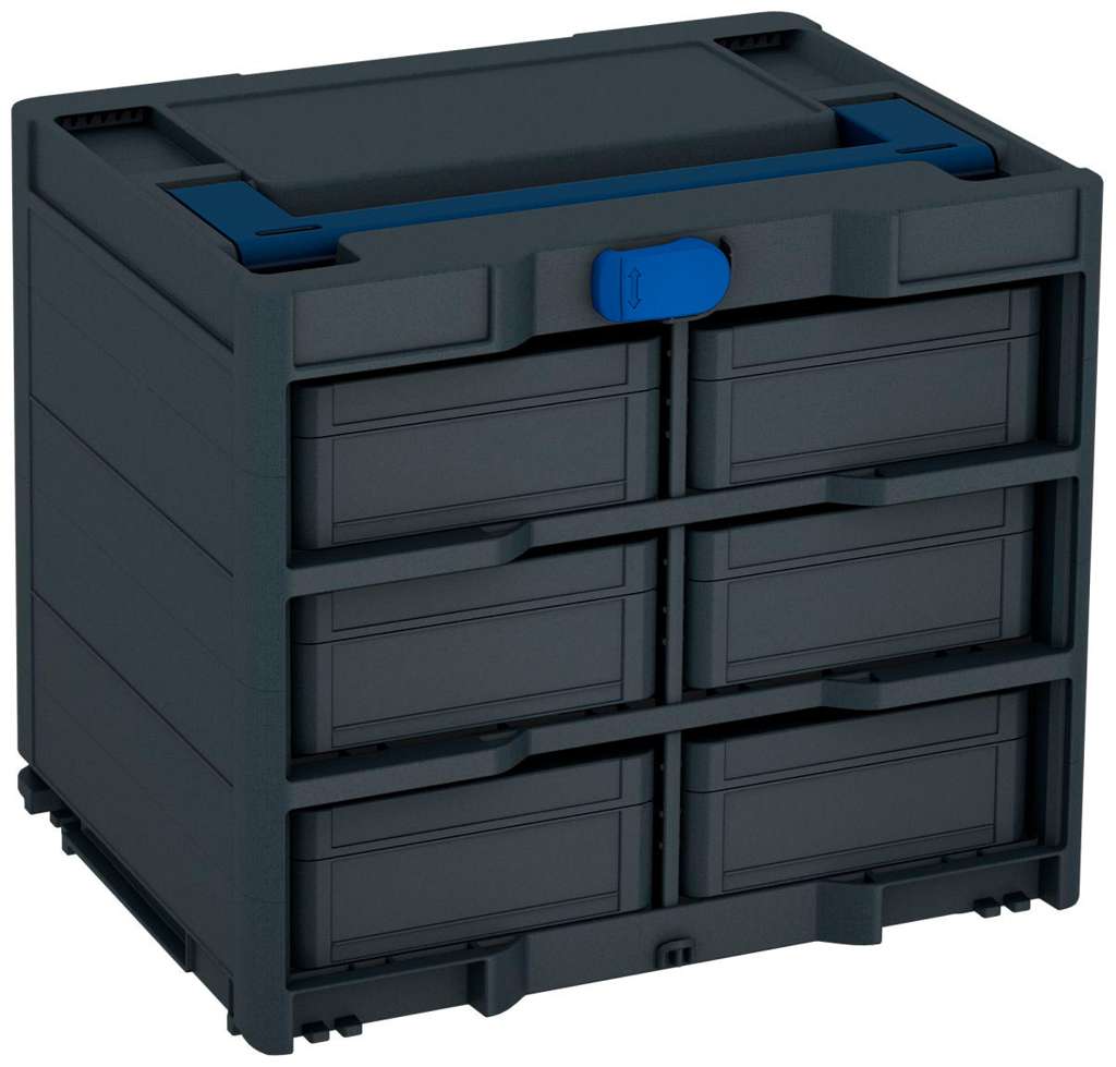 Systainer³ Rack/6 M 337, Anthracite with Sapphire Blue lid handle and Signal Blue catches