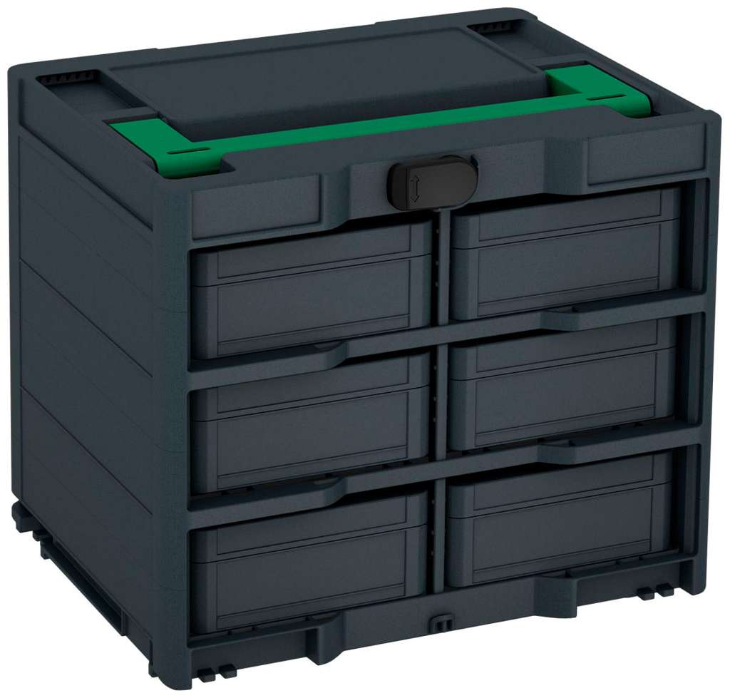 Systainer³ Rack/6 M 337, Anthracite with Signal Green lid handle and Black catches