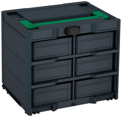 Systainer³ Rack/6 M 337, Anthracite with Signal Green lid handle and Black catches