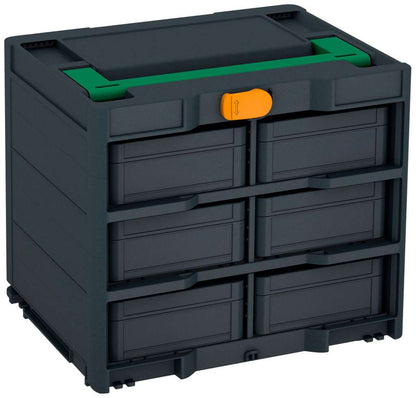 Systainer³ Rack/6 M 337, Anthracite with Signal Green lid handle and Daffodil Yellow catches