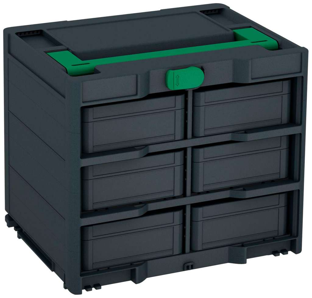 Systainer³ Rack/6 M 337, Anthracite with Signal Green lid handle and Signal Green catches