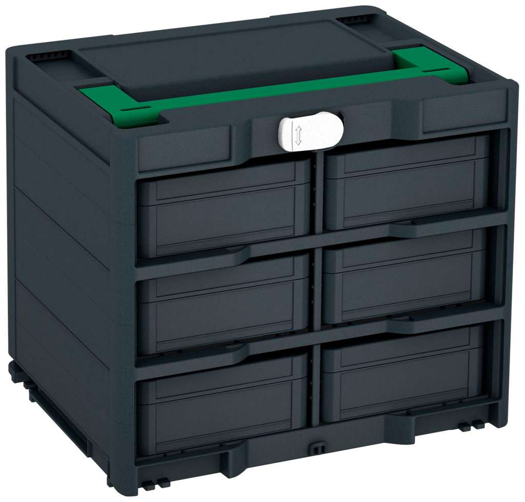 Systainer³ Rack/6 M 337, Anthracite with Signal Green lid handle and White catches