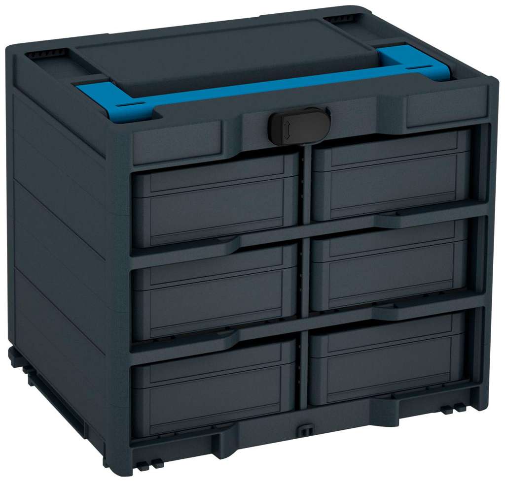 Systainer³ Rack/6 M 337, Anthracite with Sky Blue lid handle and Black catches