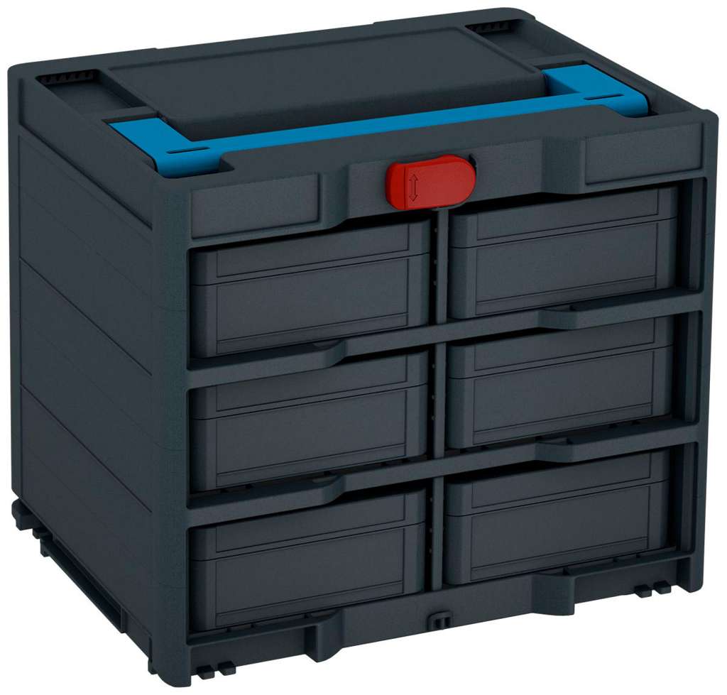 Systainer³ Rack/6 M 337, Anthracite with Sky Blue lid handle and Carmine Red catches