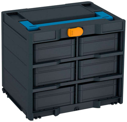 Systainer³ Rack/6 M 337, Anthracite with Sky Blue lid handle and Daffodil Yellow catches