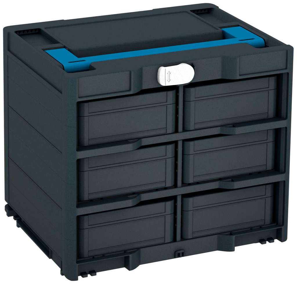 Systainer³ Rack/6 M 337, Anthracite with Sky Blue lid handle and White catches
