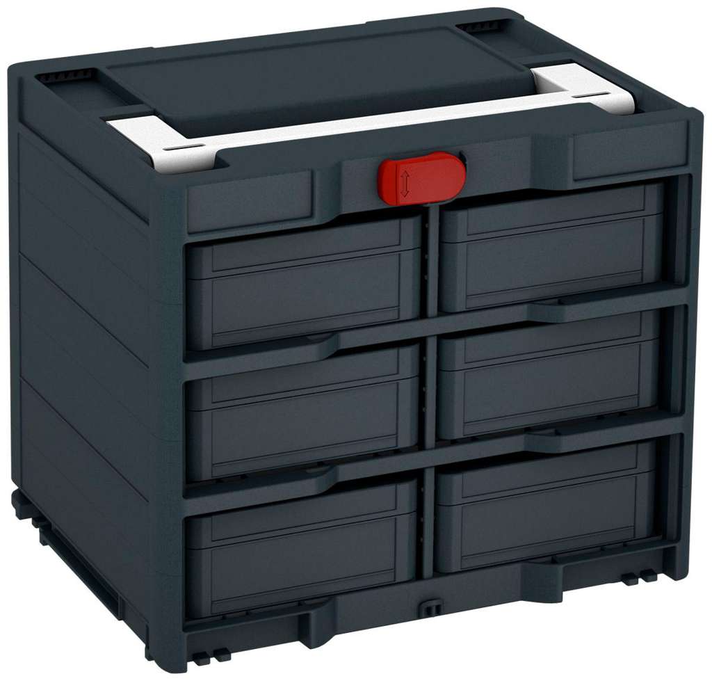 Systainer³ Rack/6 M 337, Anthracite with White lid handle and Carmine Red catches