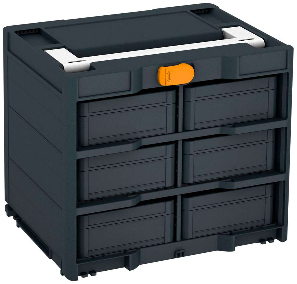 Systainer³ Rack/6 M 337, Anthracite with White lid handle and Daffodil Yellow catches