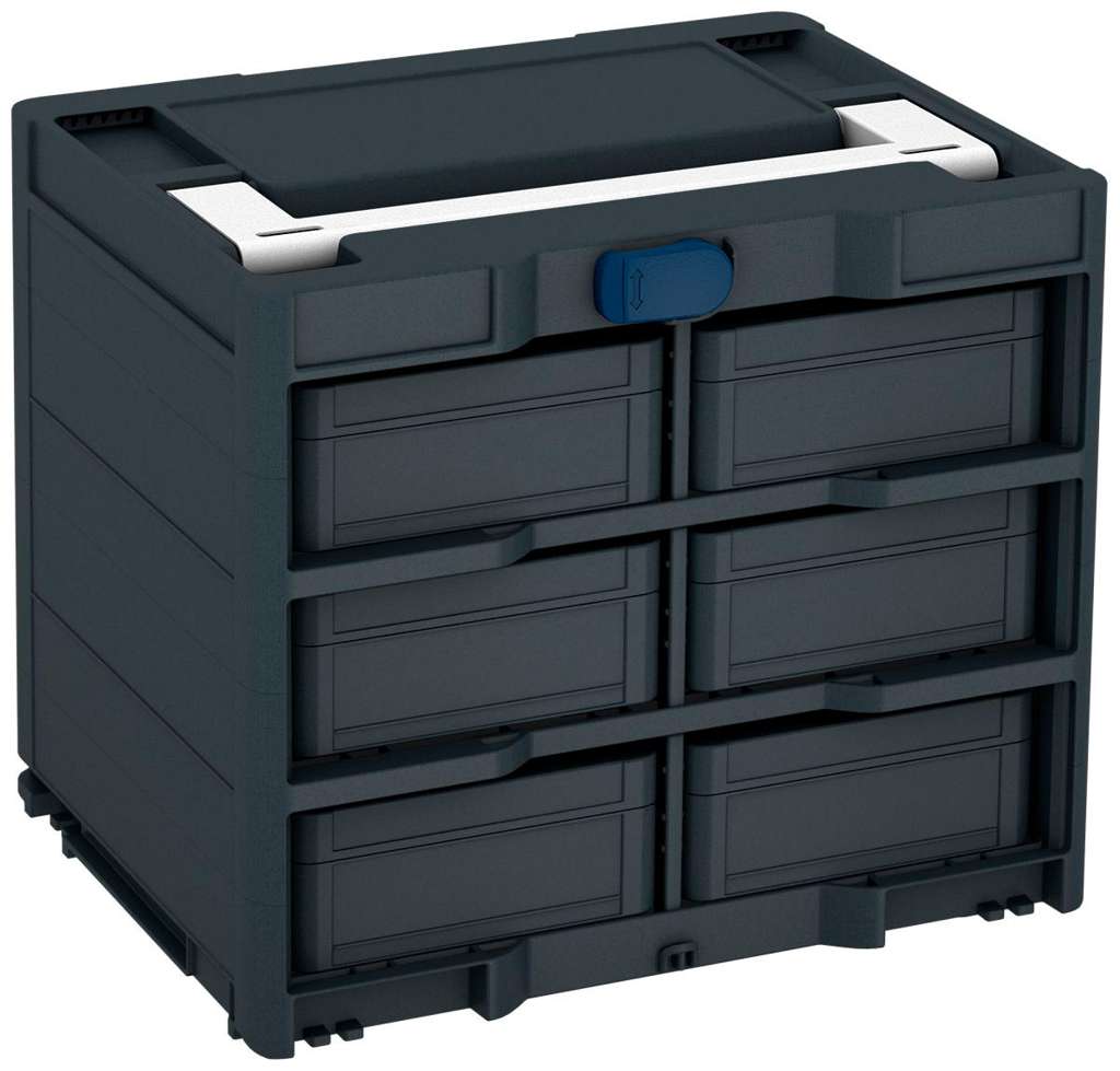 Systainer³ Rack/6 M 337, Anthracite with White lid handle and Sapphire Blue catches