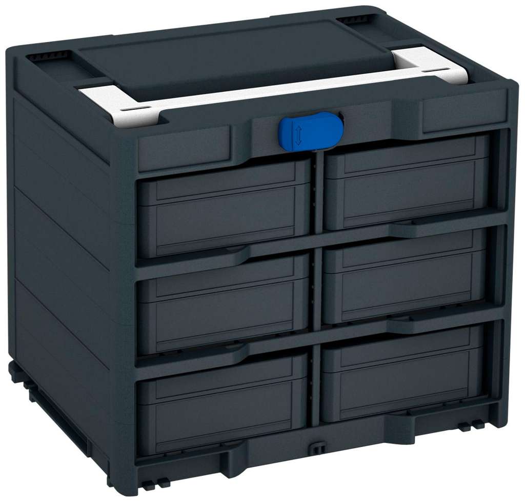 Systainer³ Rack/6 M 337, Anthracite with White lid handle and Signal Blue catches
