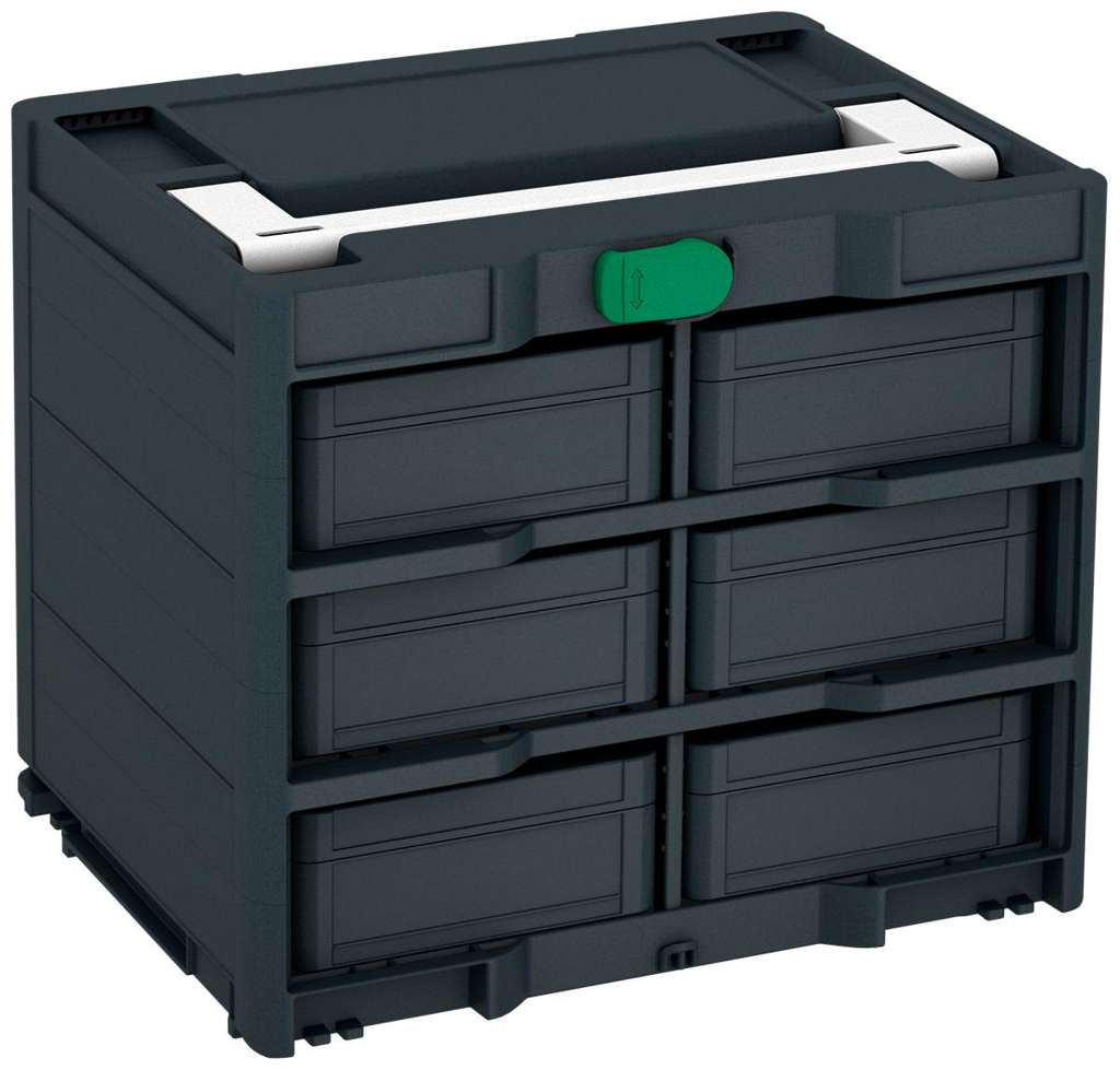 Systainer³ Rack/6 M 337, Anthracite with White lid handle and Signal Green catches