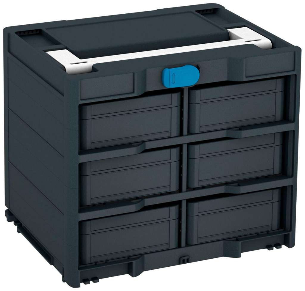 Systainer³ Rack/6 M 337, Anthracite with White lid handle and Sky Blue catches