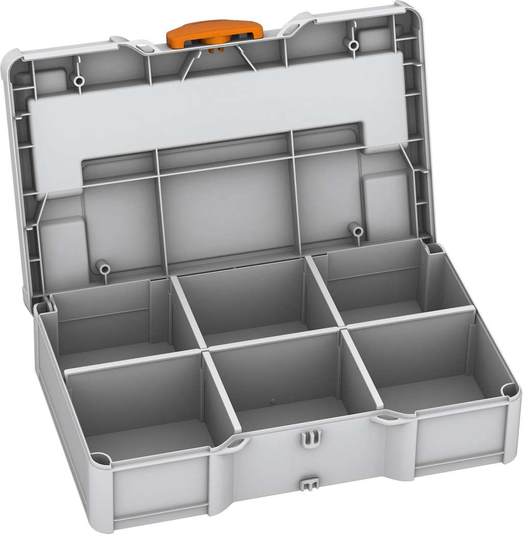 Systainer³ S 76 with Dividers, Light Grey with Deep Orange catches